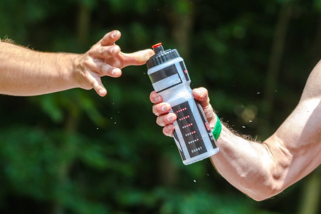 protein shaker and water bottle