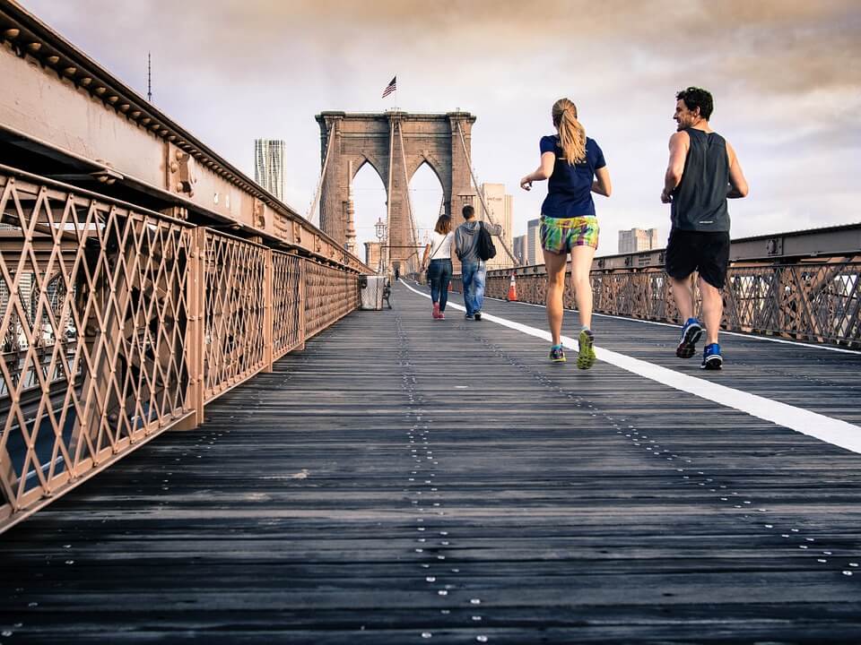 jogging on bridge