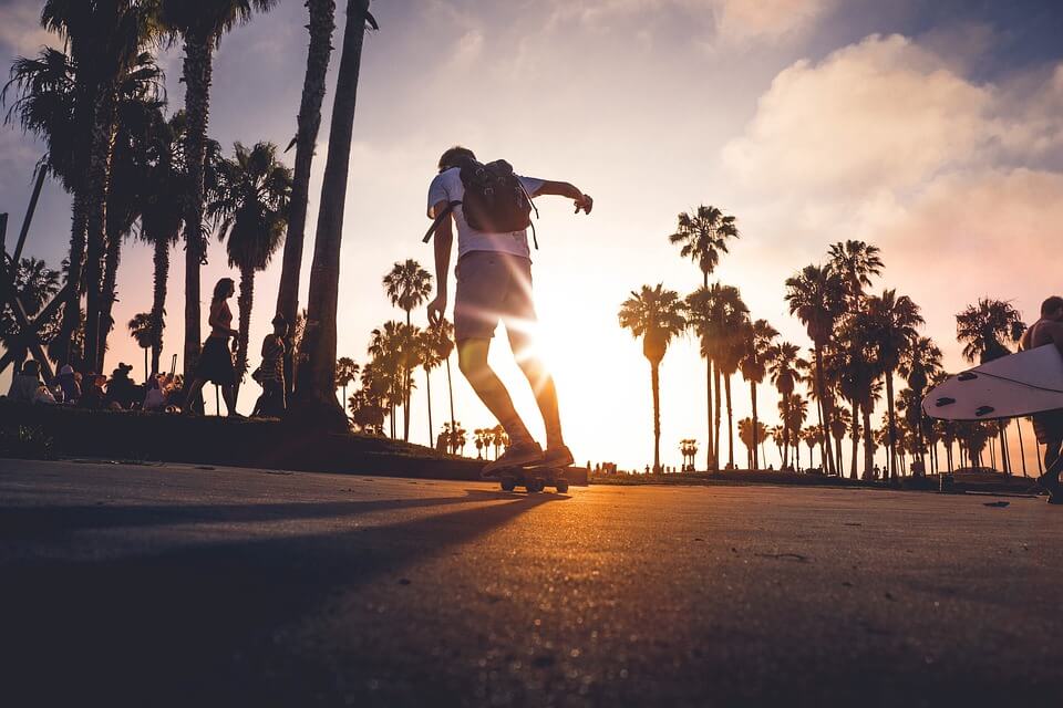 longboarding in sunset