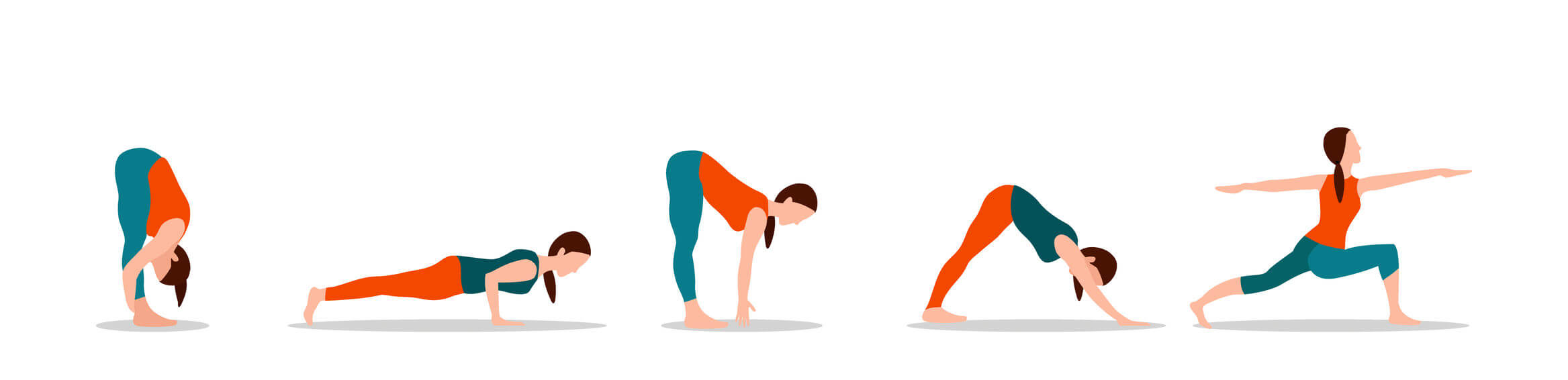 five different yoga poses