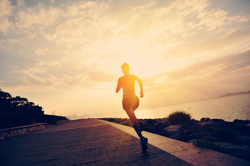 woman fitness silhouette sunrise running