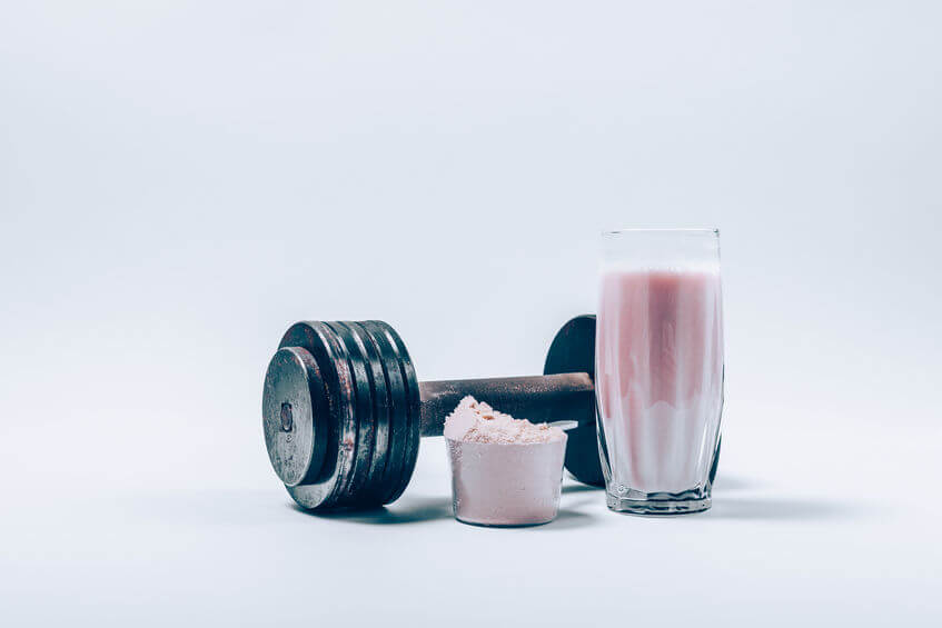 Whey protein shake in a glass