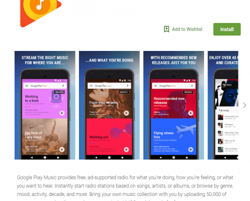 Screenshot Google Play Music