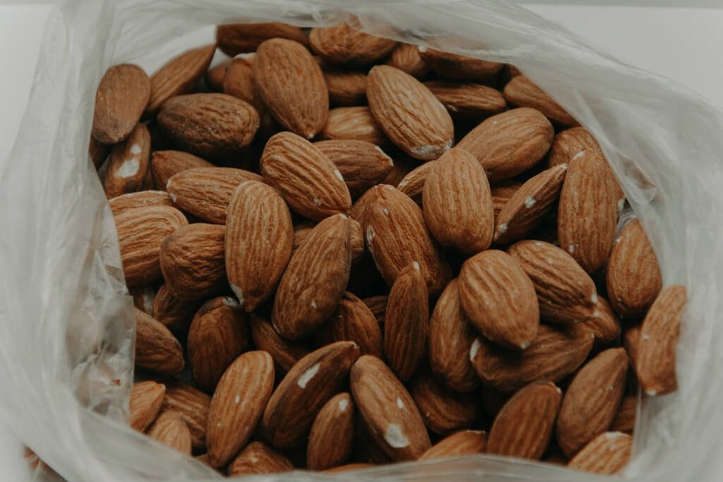 close up almond nuts