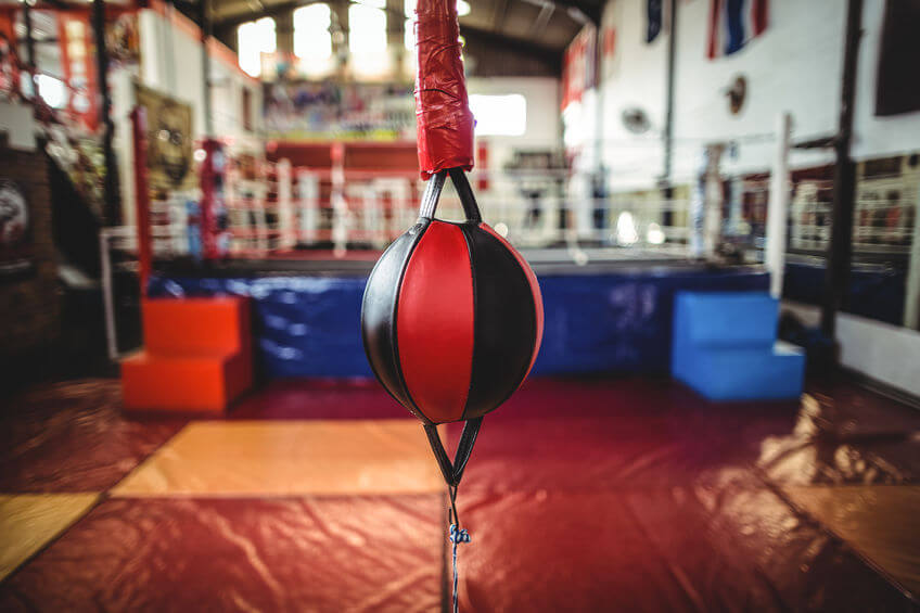 double end bag hanging at the boxing gym